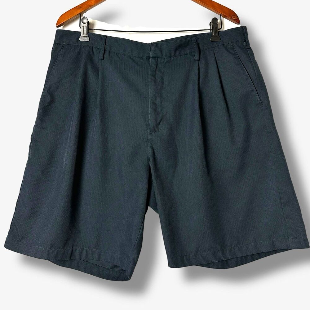 NIKE DRI-FIT Golf Shorts Men 38 Wicking Performance 9” Inseam Pleated Navy Blue